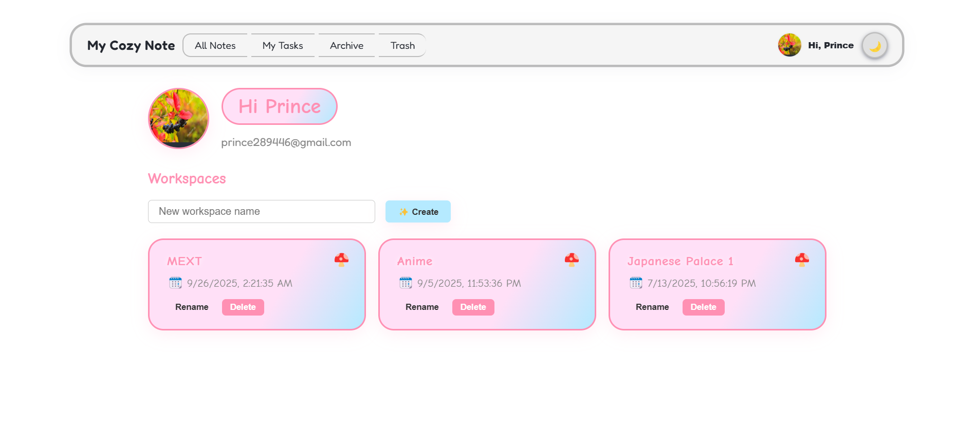 MCN workspace screenshot